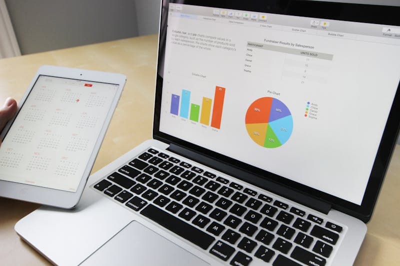 Spreadsheet data table on computer screen
