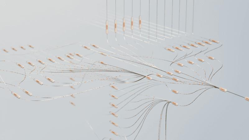Elegant 3D visualization of neural networks showcasing abstract connections in a digital space