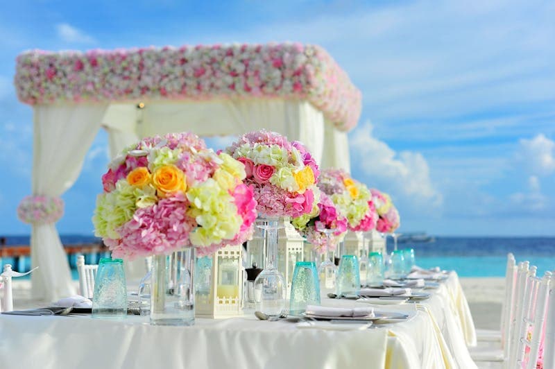 Beautiful outdoor wedding reception setup
