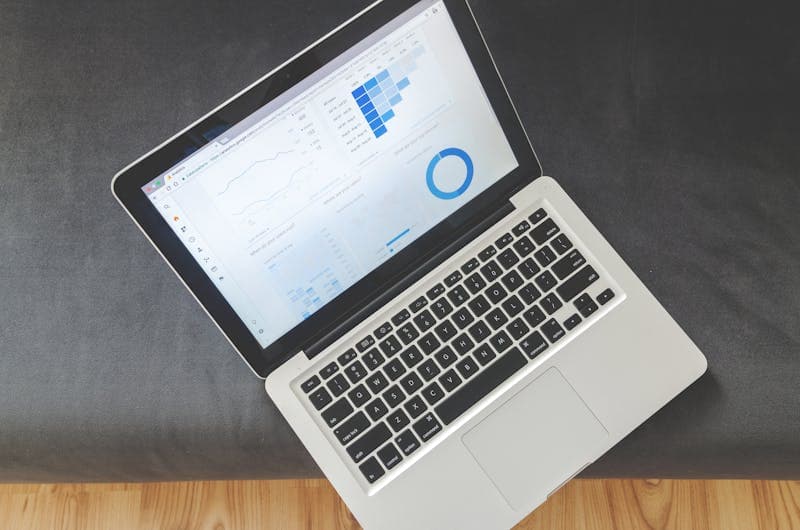 Spreadsheet data with colorful chart visualizations