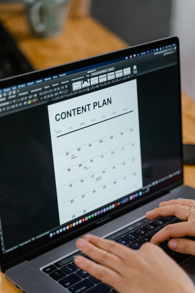 Content writer reviewing text analytics on screen
