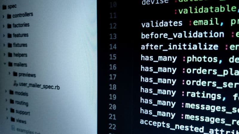 Detailed view of Ruby on Rails code highlighting software development intricacies